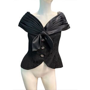 Morton Myles Black Satine Evening Top Women’s Size 6 Vintage 80’s